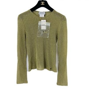 CHANEL Identification Metallic Ribbed Sweater